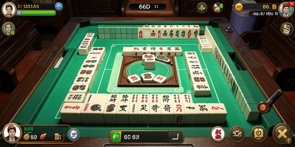 Tampilan gameplay 66D dengan gameplay Mahjong yang intuitif.