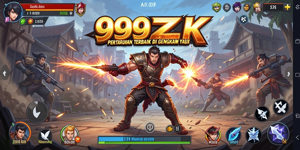 Gameplay seru dalam 999ZK dengan karakter bertarung.