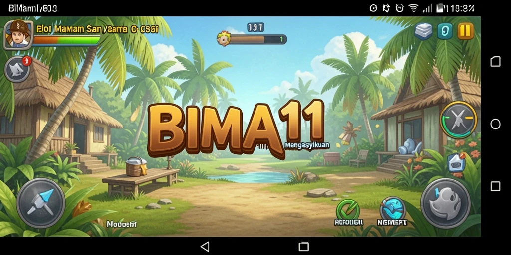 Screenshot gameplay BIMA11 menampilkan karakter yang beraksi di level penuh warna.
