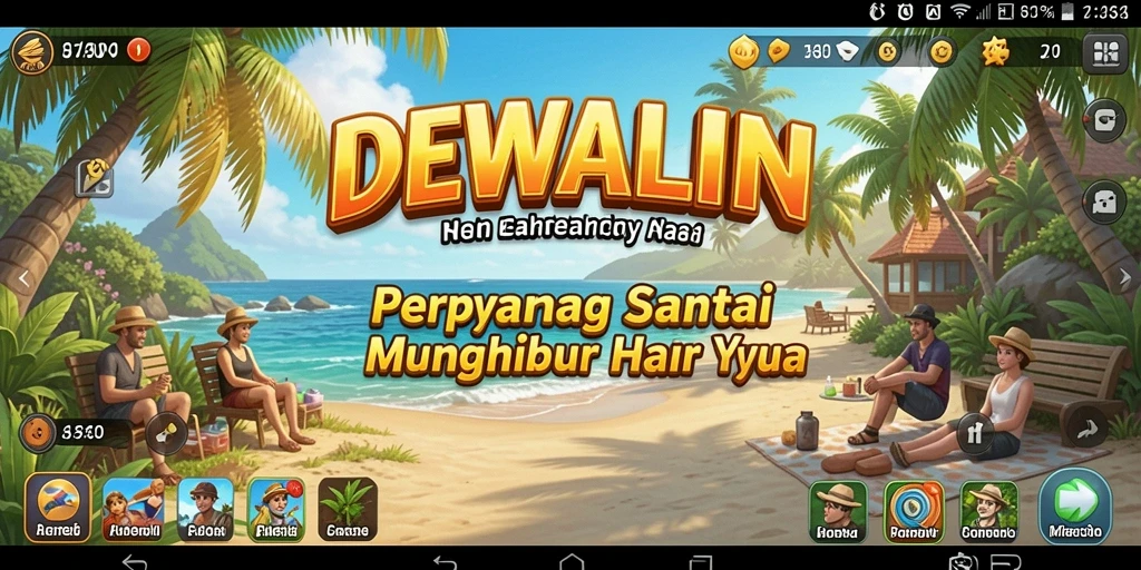 Tampilan gameplay santai DEWALIN yang penuh warna.