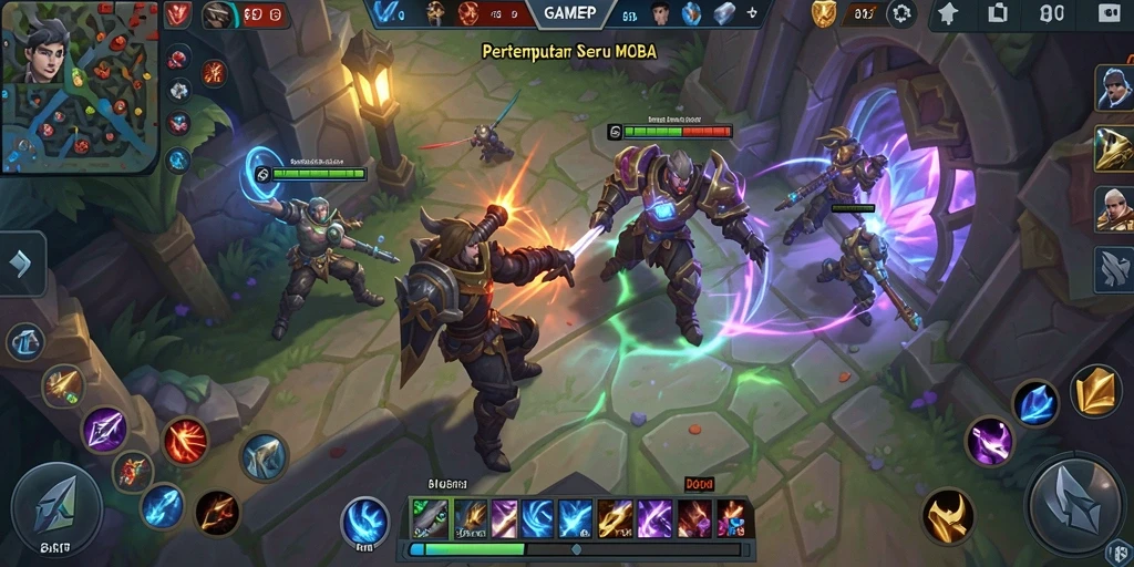Gameplay seru dari GAMERP dalam pertempuran MOBA yang intens.