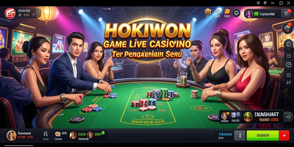 Screenshot gameplay HOKIWON menampilkan dealer profesional dalam sesi Live Casino.