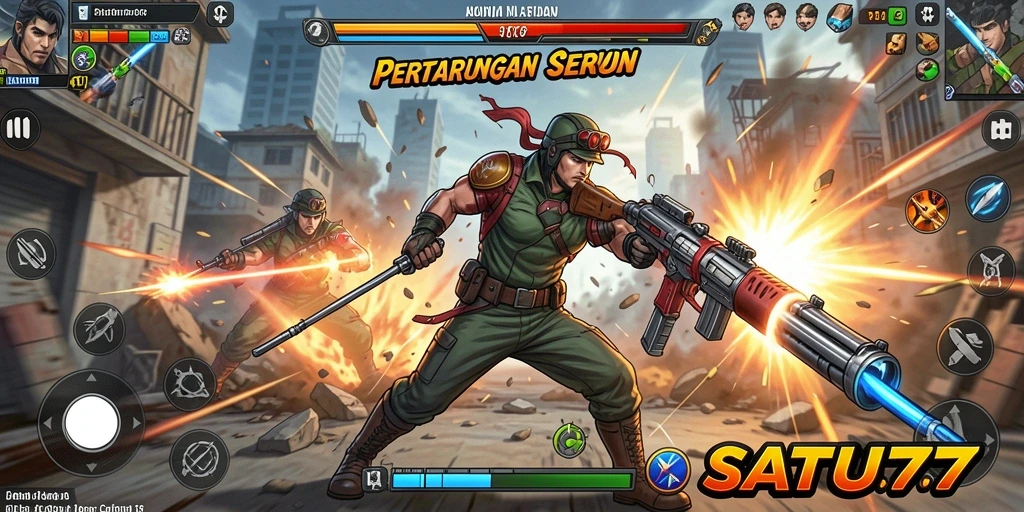 Tangkapan layar SATU77 menampilkan pertarungan epic dalam dunia action yang seru.