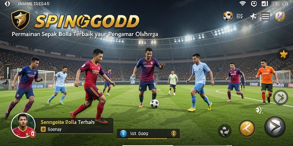 Screenshot gameplay SPINGOLD yang menampilkan aksi sepak bola seru.
